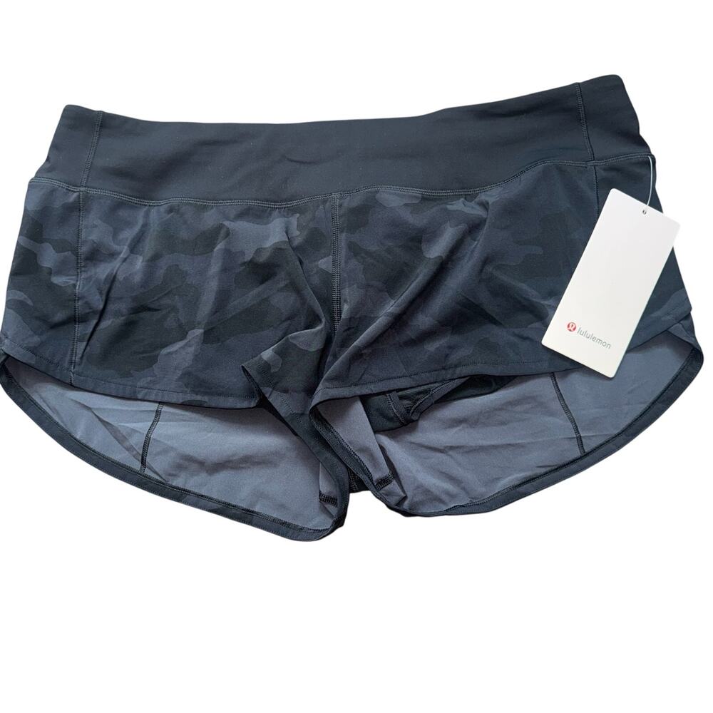 Lululemon Speed Up Lower Rise 2.5” Shorts Black Camo Size 12